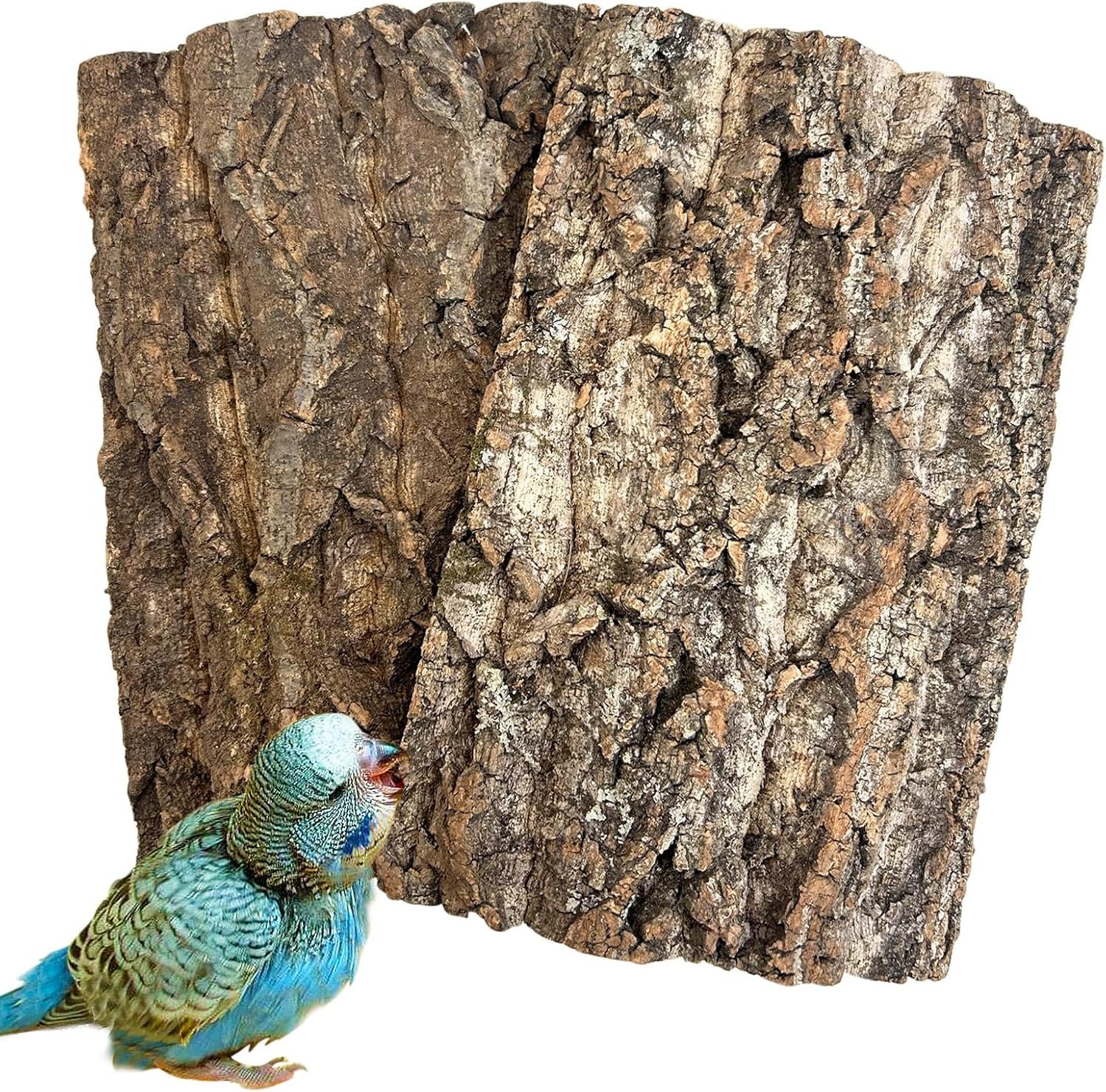 Cork Bark Perch for Birds 12″x8″ Natural Cork Chewing Toy 2 PCS Flat Budgies Bark Seat Board Wood Bark Background Decor Panel Birdcage Accessories for Parakeet Lovebirds Cockatiels Conures